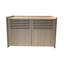 Maison de chat moderne avec matelas à griffer et bac à litière caché, 33,64 po x 21,34 po 21 po, 45,87 lb, brun beige, garde les griffes en échec