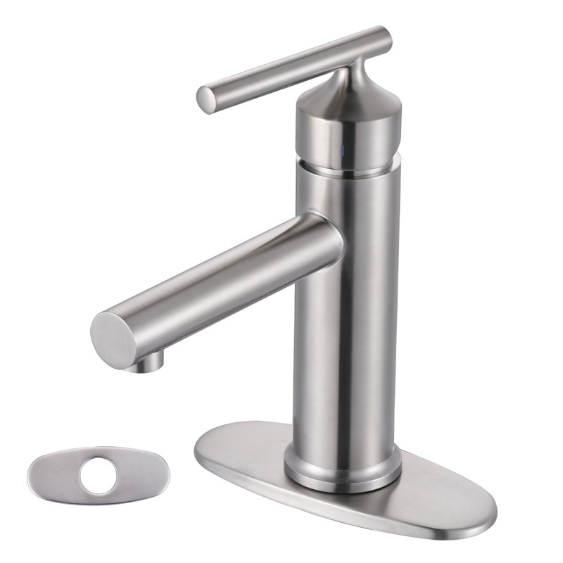 Centerset Single-handle Bathroom Faucet with Drain Assembly, Brushed Nickel