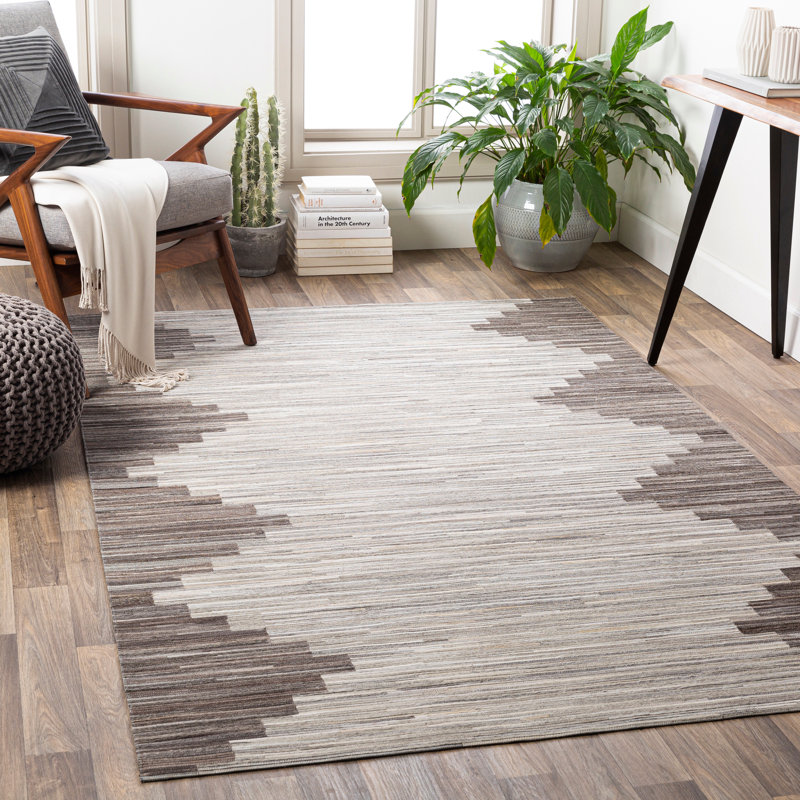 Tapis beige / brun en cuir tissé à plat Remerton, Rectangle 5 pi x 8 pi