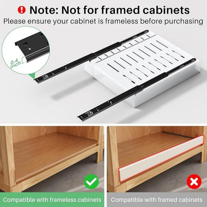 Pull Out Cabinet Organizer, Expandable(12"-20") Heavy Duty Slide Out Drawers Fixed With Adhesive Nano Film For Pots, Roll Out Shelf Storage For Kitchen Base Cabinet Organization(White),Pack Of 1