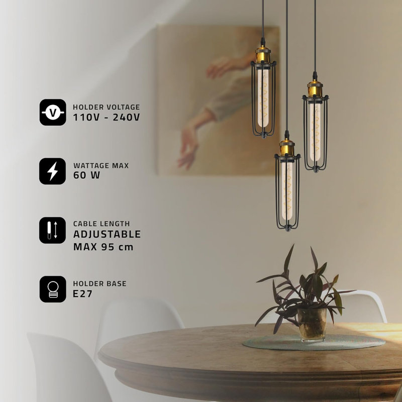 3 - Light Black Caged Pendant