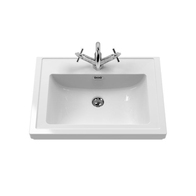 Bexley 630mm Single Bathroom Vanity with Integrated Fireclay Basin, Pure White