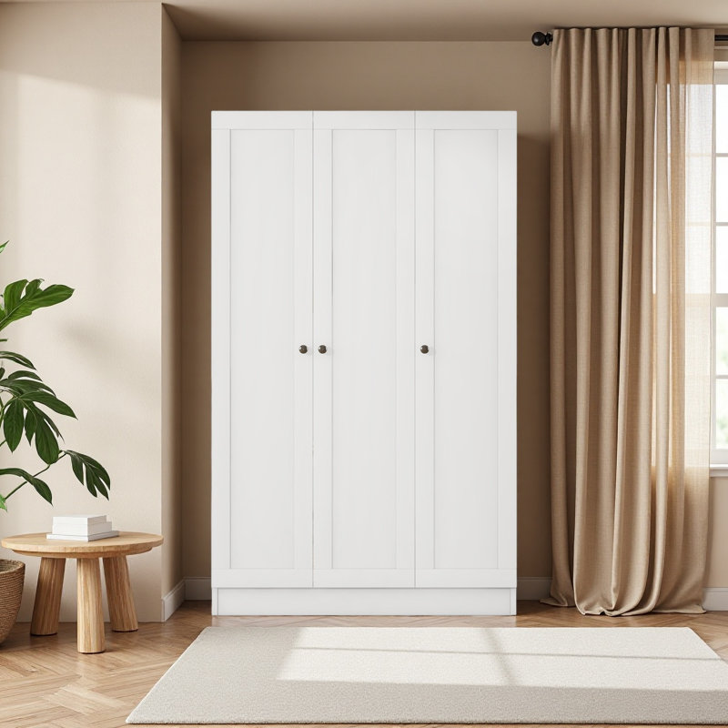 Armoire à 3 portes avec tablettes, Blanc