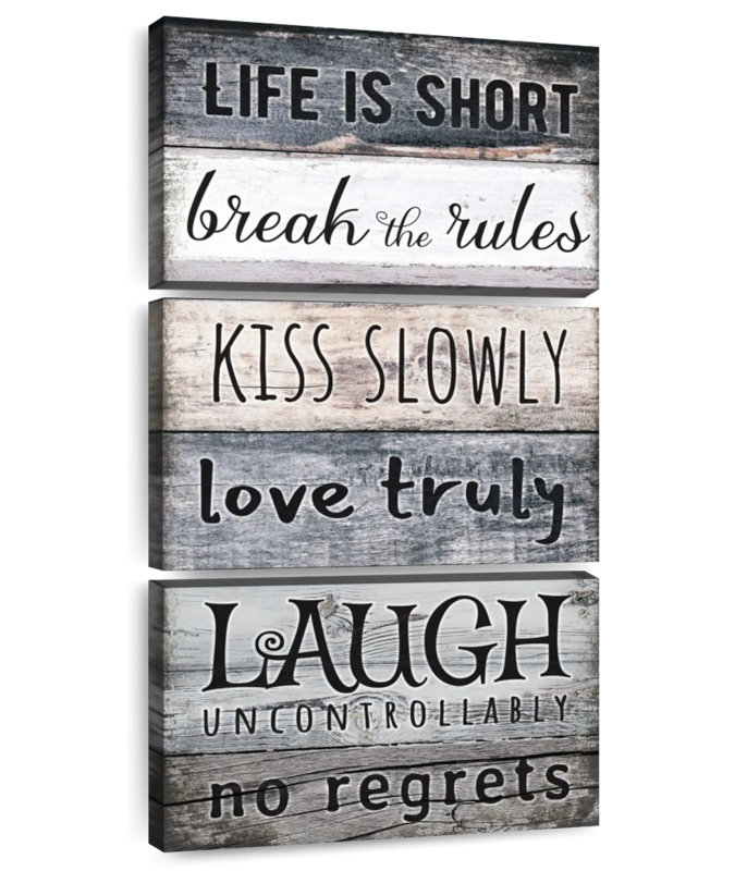 Life Is Short, typographie, H 44 po x l 21 po