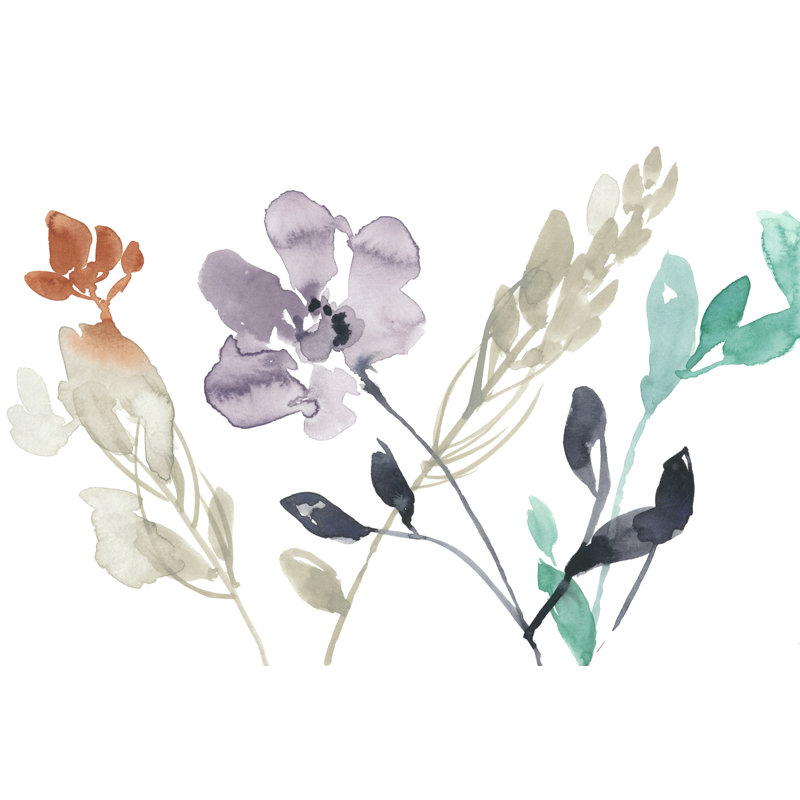 Flowers in Fall I by Jennifer Goldberger - Painting, 20cm H x 30cm W, Black Floater Framed