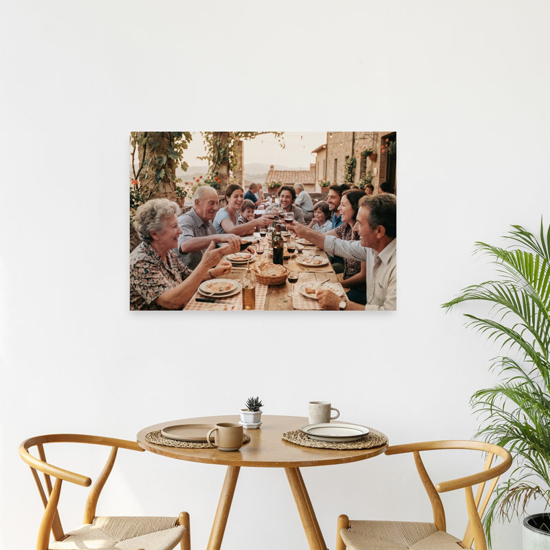 Tuscan Family Dinner Rustic Contemporary Summer Sunset Wall Art Print 1 Piece Wrapped Canvas Wall Art, 60.96cm H x 91.44cm W