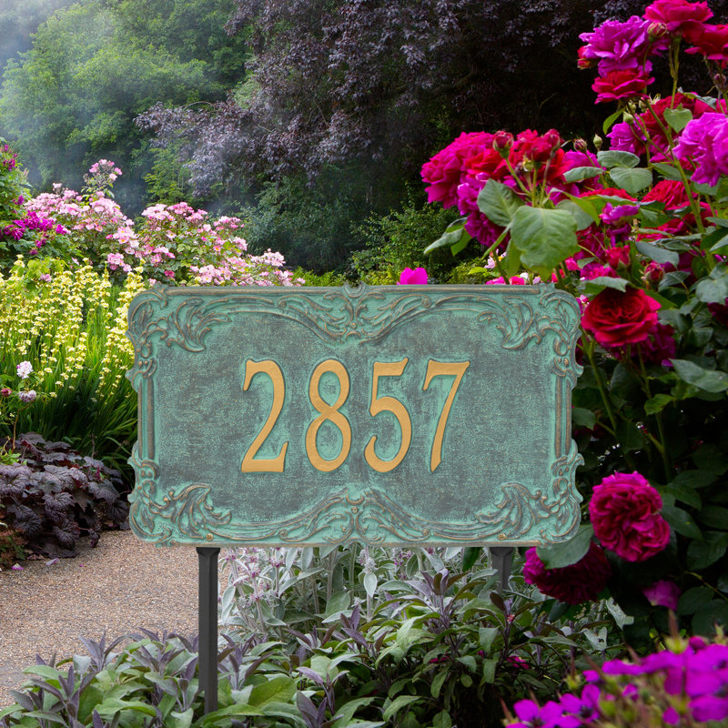 Plaque d'adresse sur 1 ligne Signature Series, Vert-de-gris, Bronze, Oui