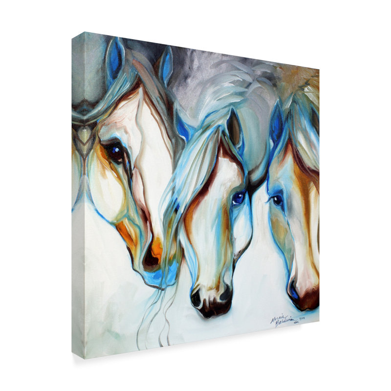 Marcia Baldwin 18'' Square Multicolor Equine Abstract Canvas Art