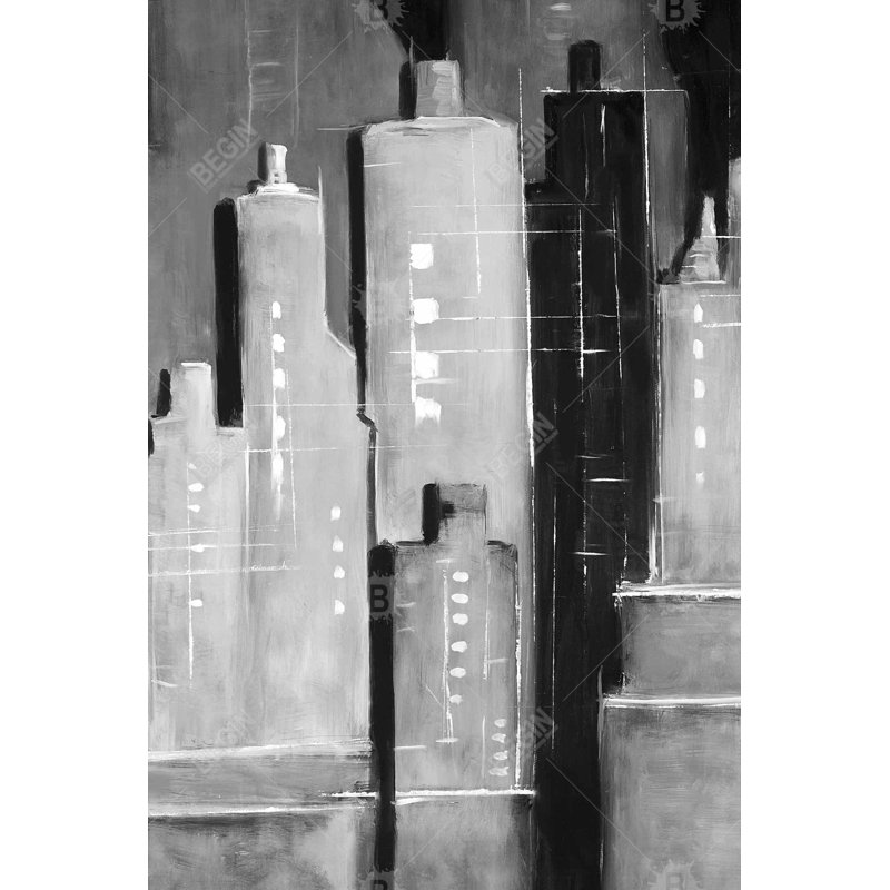 «Abstract Black and White Buildings» sur toile