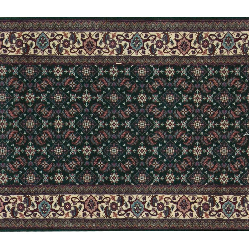 Hand Woven Wool Oriental Area Rug, Green/Ivory