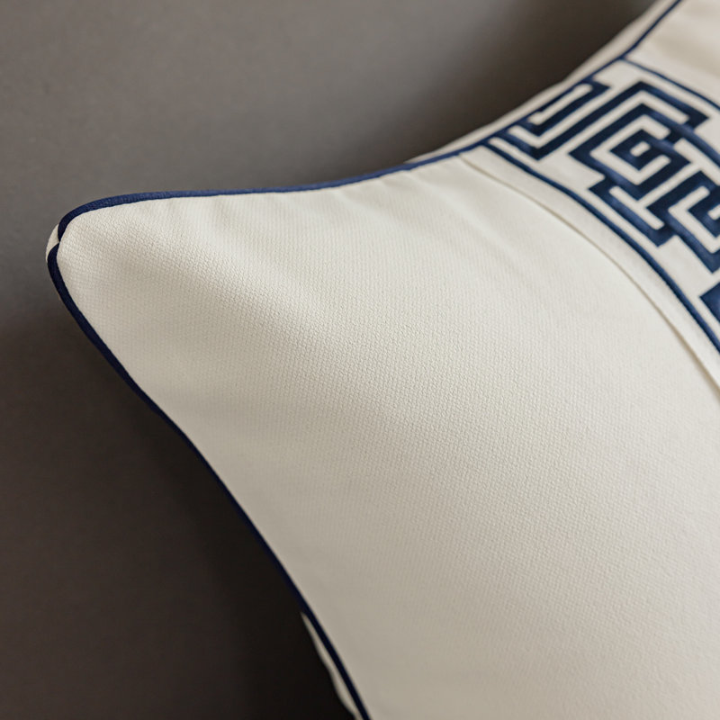 Allison Reversible Throw Pillow, White/Navy Trim