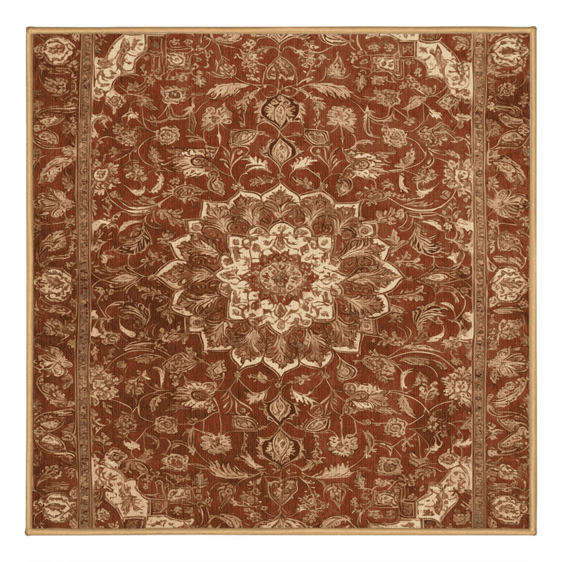 Machine Washable Persian Brown Area Rug, Square 8'