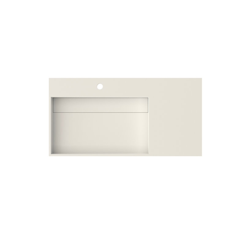 Lavabo pour salle de bain à surface solide, adaptable à toutes les configurations, résine de pierre de haute qualité, options d'installation flexibles, lavabo en résine de conception intemporelle pour meuble-lavabo, couleur blanc mat, 35,6 po de profondeur, 17,92 de largeur,