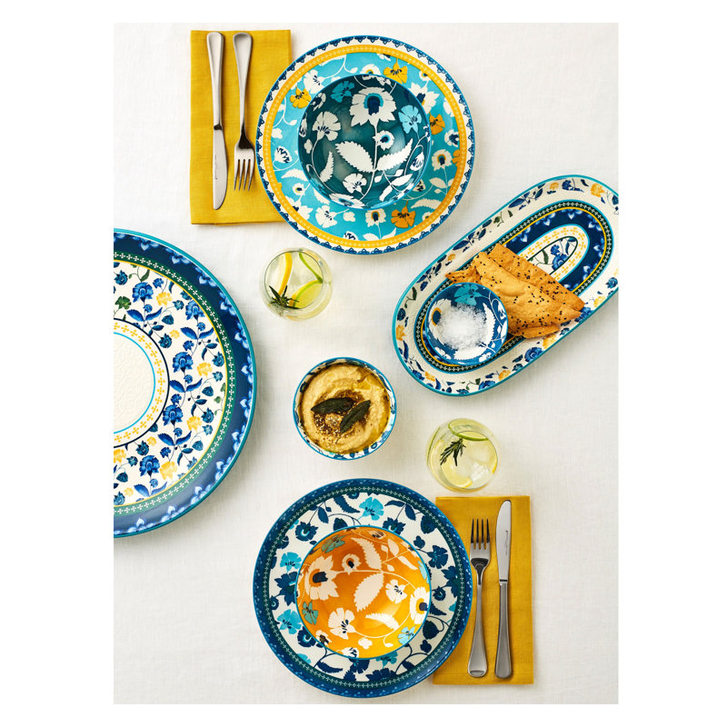 Maxwell & Williams Rhapsody dinner plate, porcelain, blue, 26.5cm, Blue / White / Grey