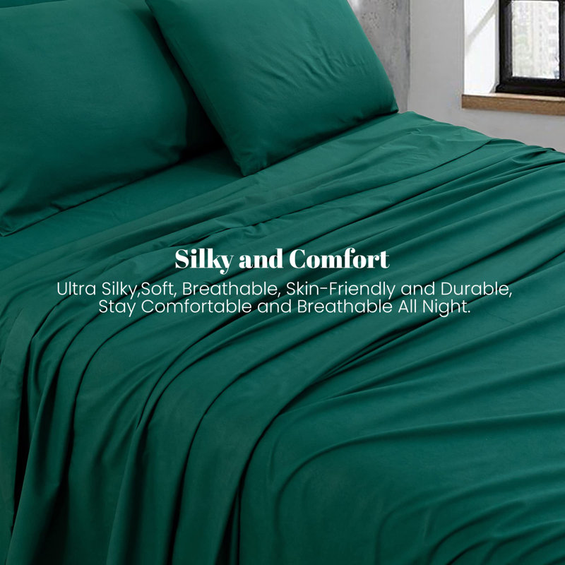 Green 1800 Series Microfiber Deep Pocket King Sheet Set