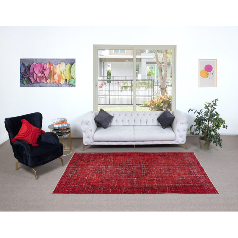 5x8.4 Ft Authentic Turkish Handmade Area Rug in Red, Great 4 Modern Interiors