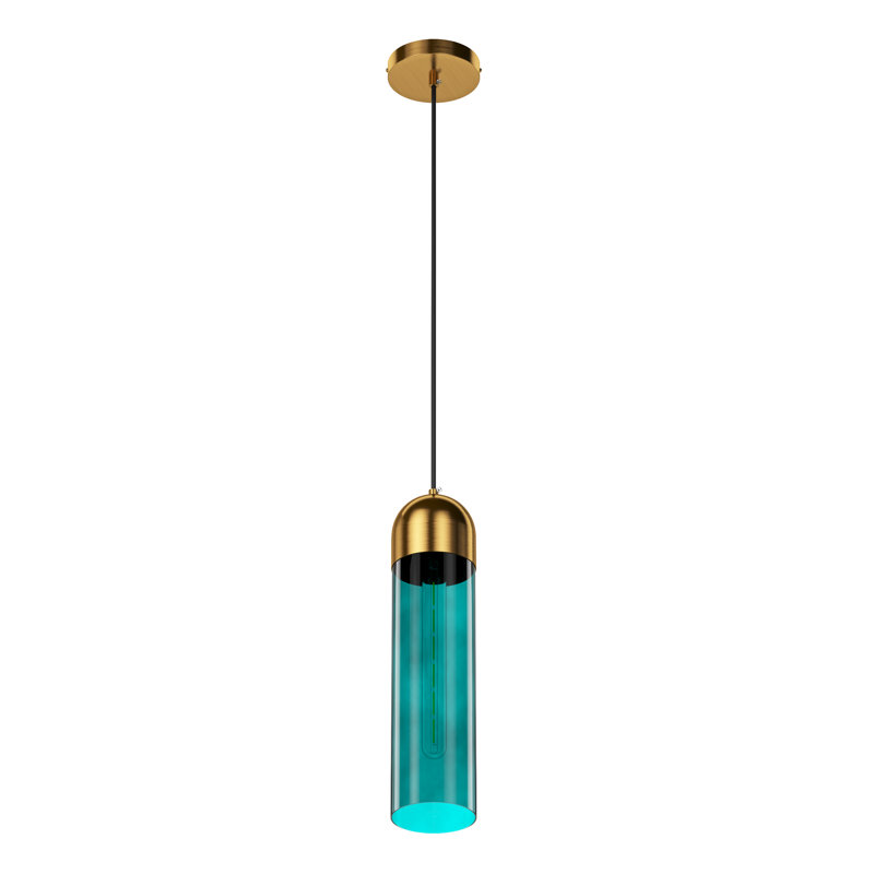 Dayville 1-Light Green Glass Dimmable Adjustable Pendant Light Fixture