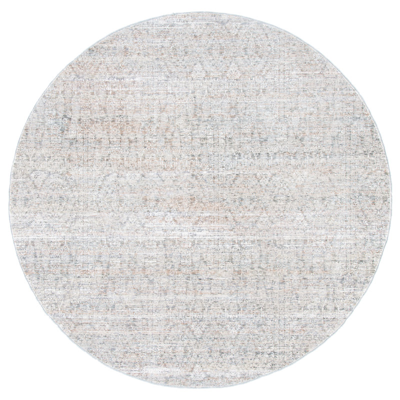 Tapis gris/beige, Rond 6 pi 7 po