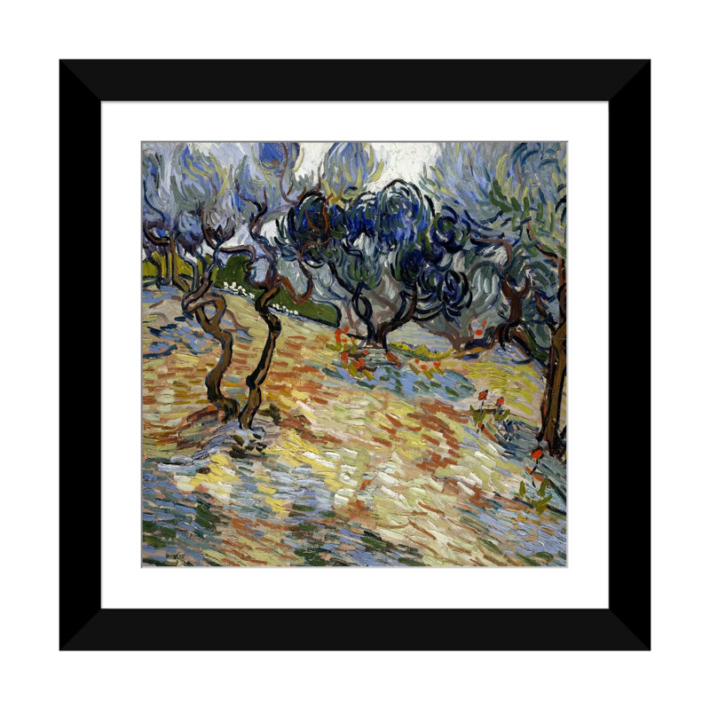 "Olive Trees" par Vincent van Gogh, reproduction d'art sur toile, H 24 po x l 24 po x P 1 po, Papier d'art encadré noir