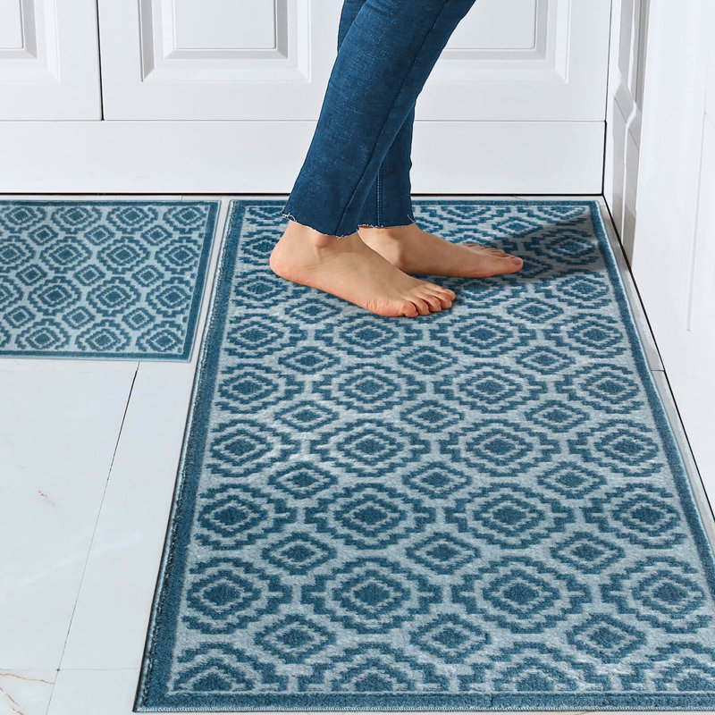 Ensemble de tapis de cuisine à tapis antidérapant 2 pièces Ludwick, Rectangle 48 po x 20 po et 30 po x 20 po
