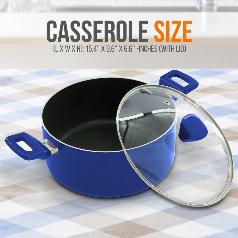 Nutrichef Non-Stick Casserole With Lid - High-Qualified Kitchen Cookware With See-Through Tempered Glass Lids, 5 Quart (Works With Model: NCCWA13)