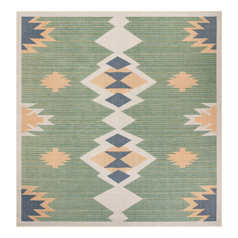 Tapis d'intérieur / extérieur vert Lauryn, Carré 12 pi