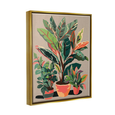 Plantes abstraites en pot sur toile