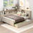 Antique White Milk Full Size Daybed With Storage And Trundle - Pine Wood Build, Multi Storage, Supportive Slats Shelves Solid Construction, Ample No Box Spring Needed