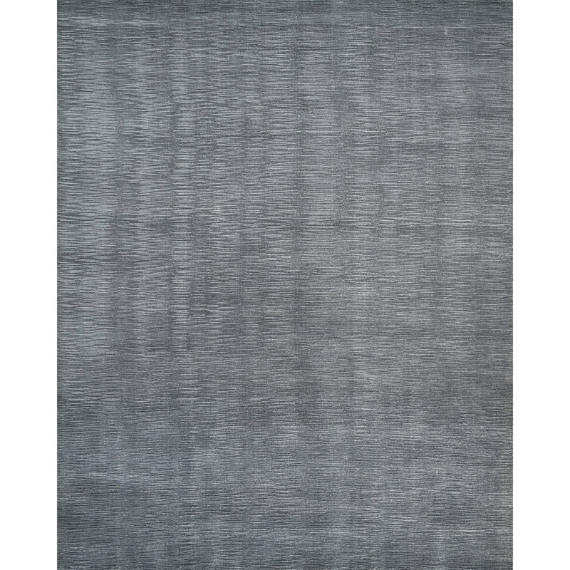 High-Quality Hand-Knotted Charcoal And Grey Area Rug, Rectangle 10' x 14'