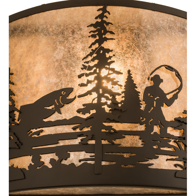 Fly Fishing Creek 2-Light Flush Mount, Brown, 1