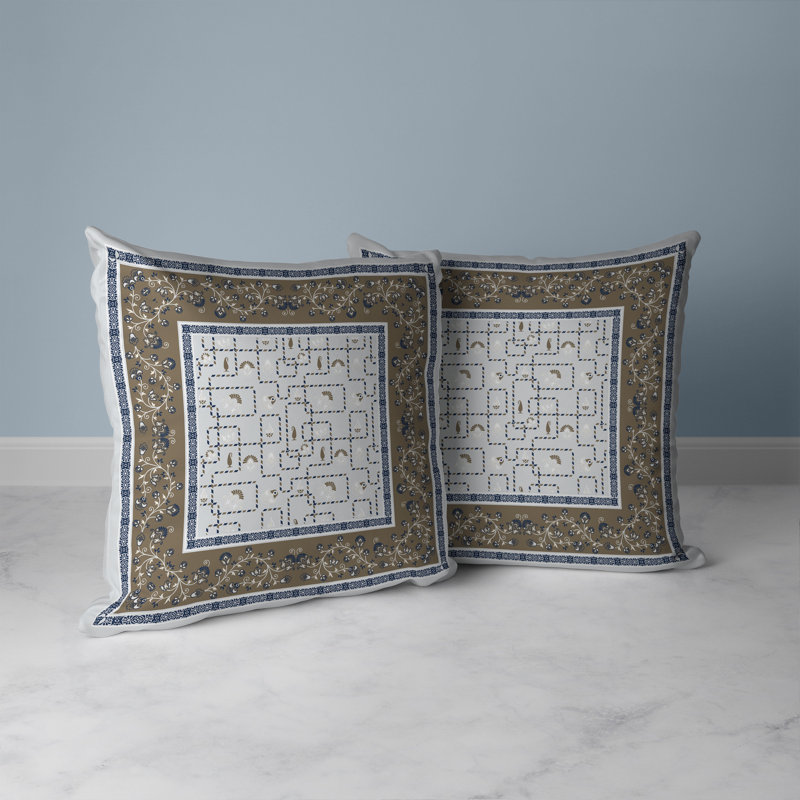Coussin Imperial, H 18 po x l 18 po, Orange / argenté