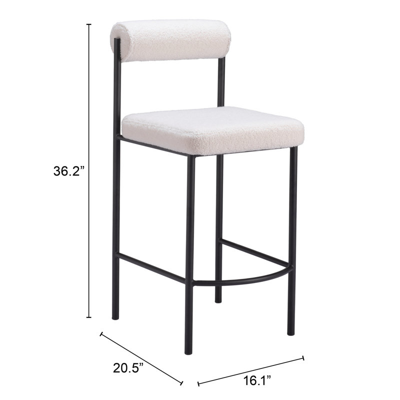 Livorno Short Counter Stool, Black, White, Counter Stool (26" Seat Height)
