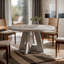 Table de salle à manger ronde de style campagnard pour 4 personnes, table de cuisine en bois noir avec piètement en croix pour salle à manger-1328462575