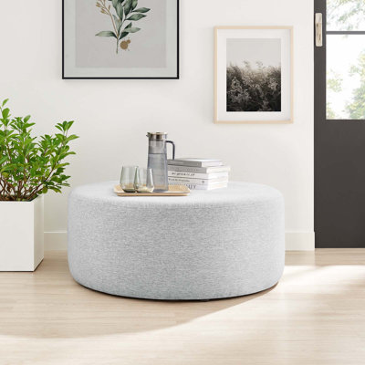 Modway Callum Large 38" Round Woven Heathered Fabric Upholstered Ottoman