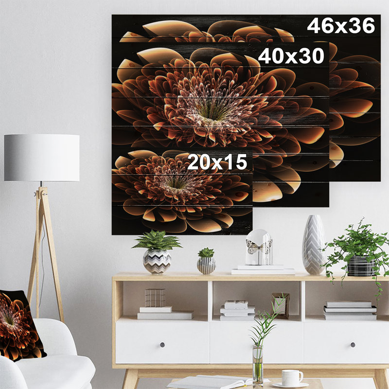 «Brown Fractal Flower», impression, H 30 po x l 40 po x P 1,5 po, Bois