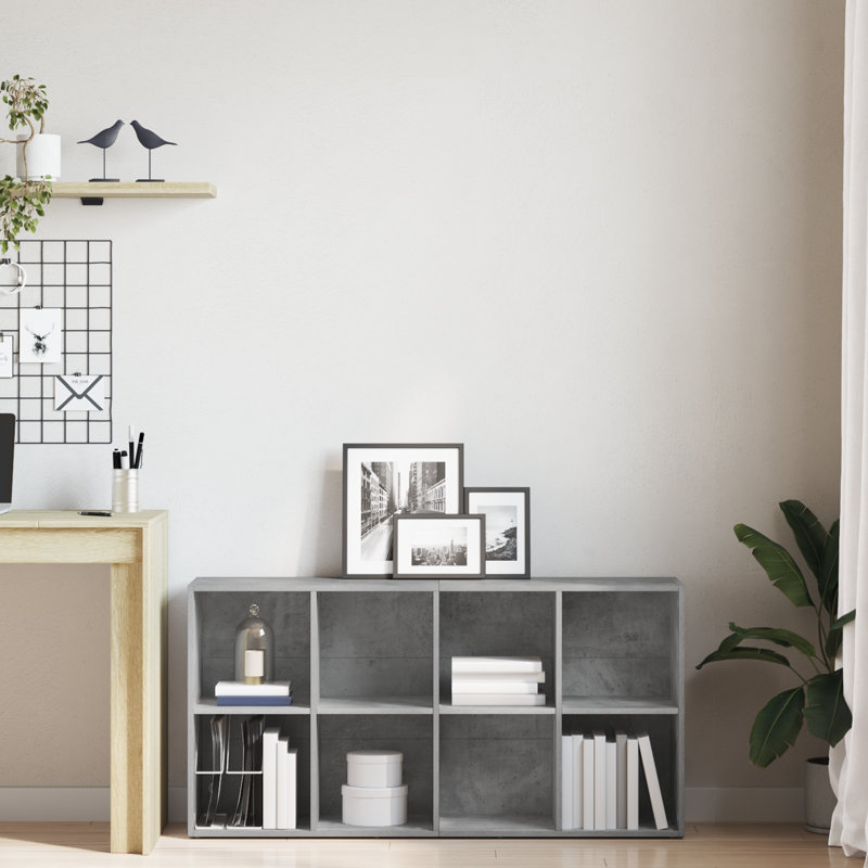Abelia Bookcase, Concrete Grey, (4 Shelves) 130cmH x 66cmW x 30cmD