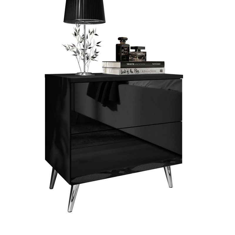 Donnington 2 Drawer Bedside Table, Black