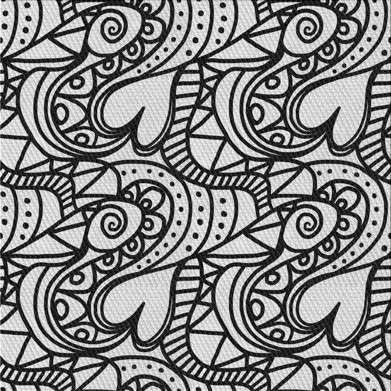 Tapis noir/blanc à motifs, Carré 3 pi