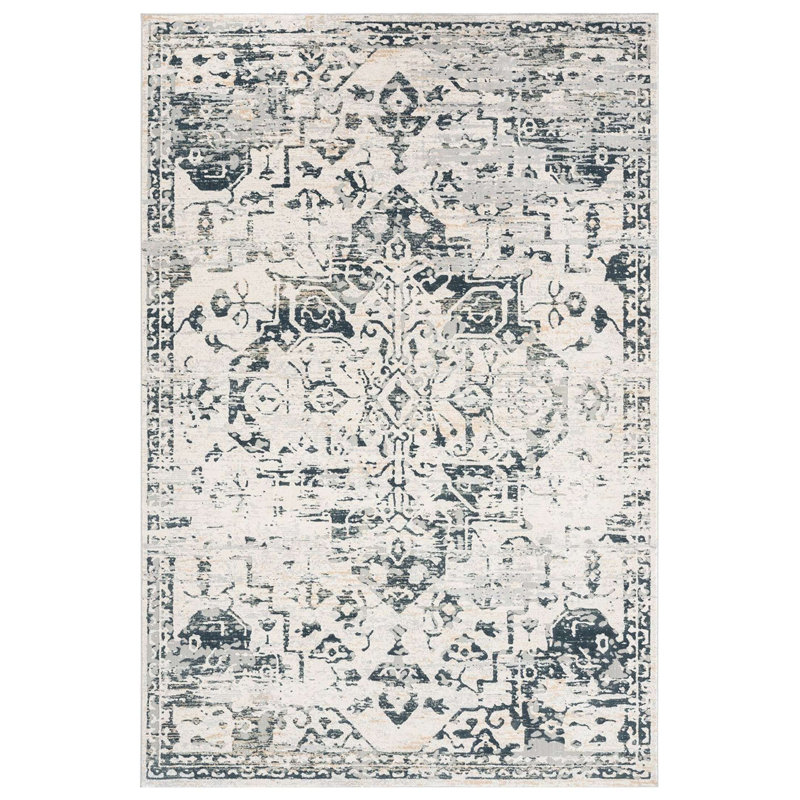 Tapis d'intérieur / extérieur en polyester tissé à la machine Bronte-May, Rectangle 8 pi x 10 pi