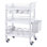 Chariot médical mobile à 3 niveaux avec 3 plateaux et 3 poubelles, chariot de rangement en PP blanc