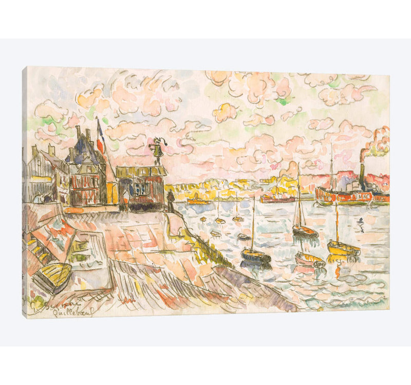 " Quilleboeuf " by Paul Signac, 18" H x 26" W x 1.5" D, No Mat, Wrapped Canvas