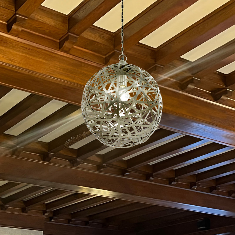 16"W Roman Industrial Globe Shade Pendant - 17 Stories, Nickel