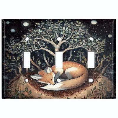 Couvre-interrupteur en métal pour plaque de l'interrupteur à bascule standard de taille 3 - Fox endormi