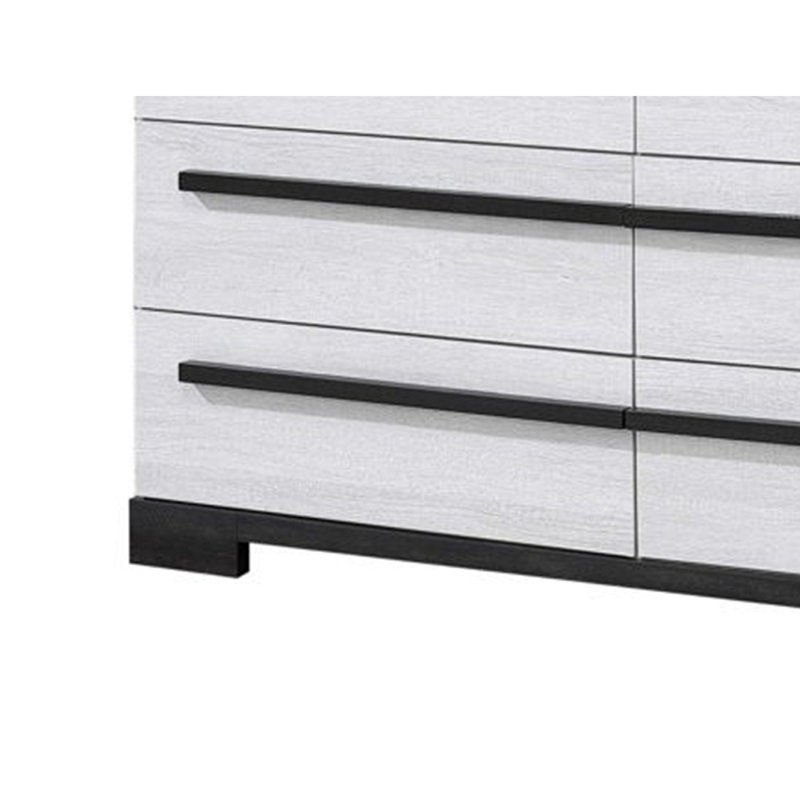 Commode large à 6 tiroirs Ruthe, bois, Blanc craie / noir ébène
