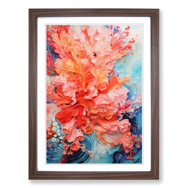 Single Picture Frame Print on Wood, Walnut Framed, 34cm H x 25cm W
