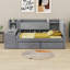 Lit de jour rembourré avec tiroirs, tablettes, armoires rabattables et table d'appoint-726204788