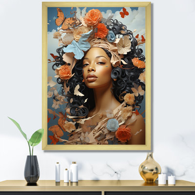 Portrait de femme afro-américaine florale I - Art mural afro-américain