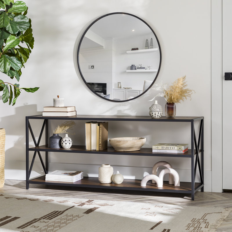 Bremer 65.1cm H x 152.4cm W Steel Library Bookcase, Dark Walnut