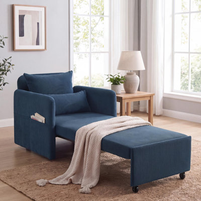 Canapé-lit convertible L 87 po 3-en-1, dossier réglable en 3 sections avec 2 coussins et sac de rangement