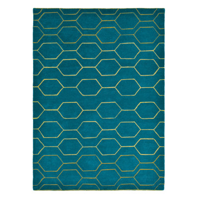 Arris Geometric Area Rug in Teal/Yellow